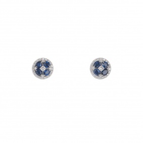 White Gold Diamond And Sapphire Floral Earrings